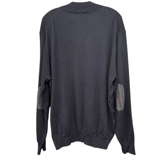Jos A Bank Signature Merino Wool 1/4-Zip Sweater XXL Navy Elbow Patch - Picture 2 of 5
